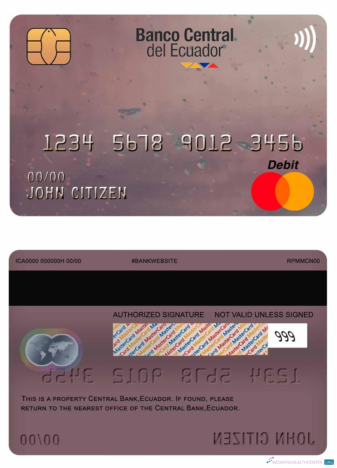Download Ecuador Central Bank mastercard Photoshop template